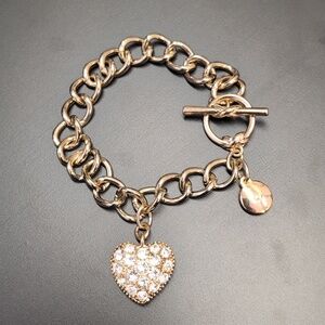 Jones New York Chunky Charm Bracelet With Bedazzled Heart Charm